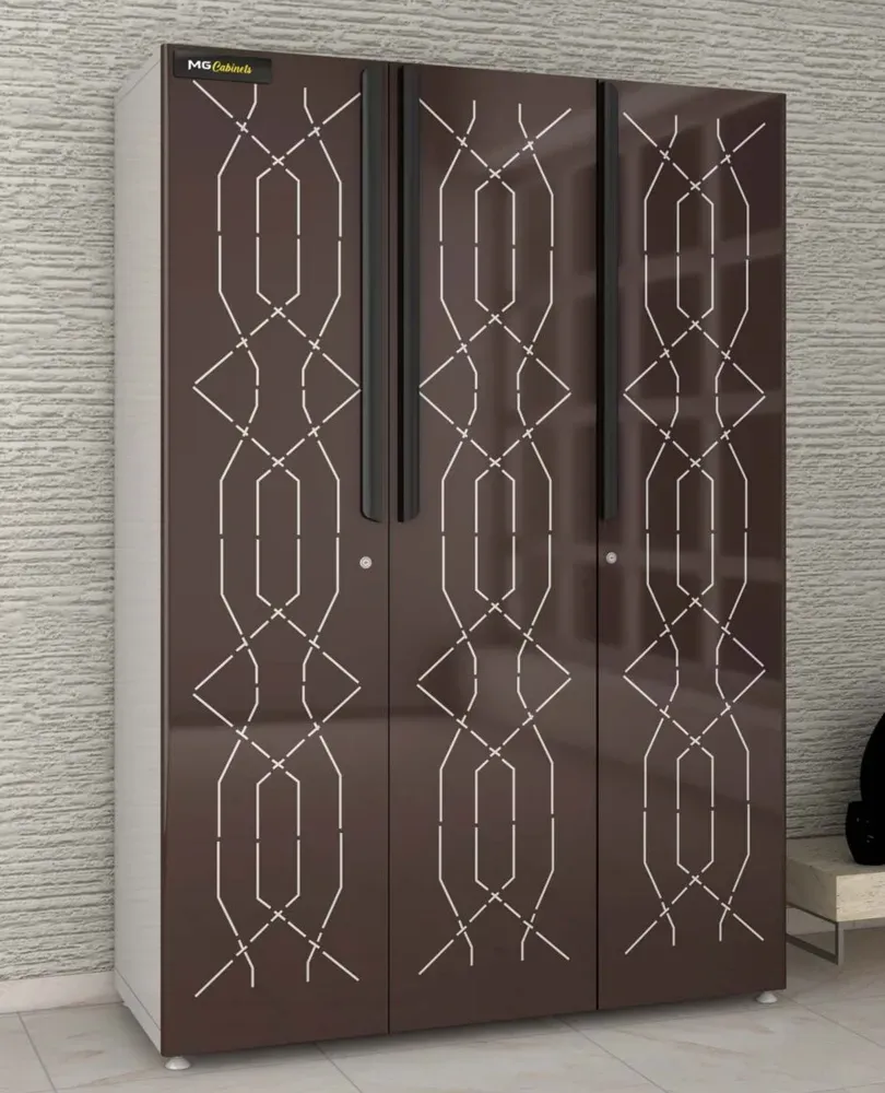 3 Door Laser Cutting Almirah with LED Lights