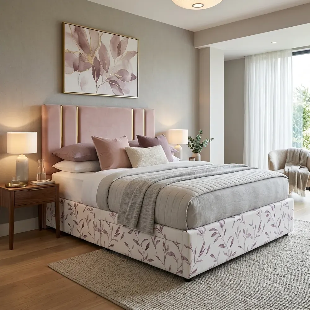 Floral Mica Cushioned Bed