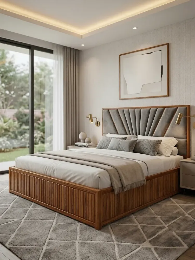 Royal Teak-Inlay Bed
